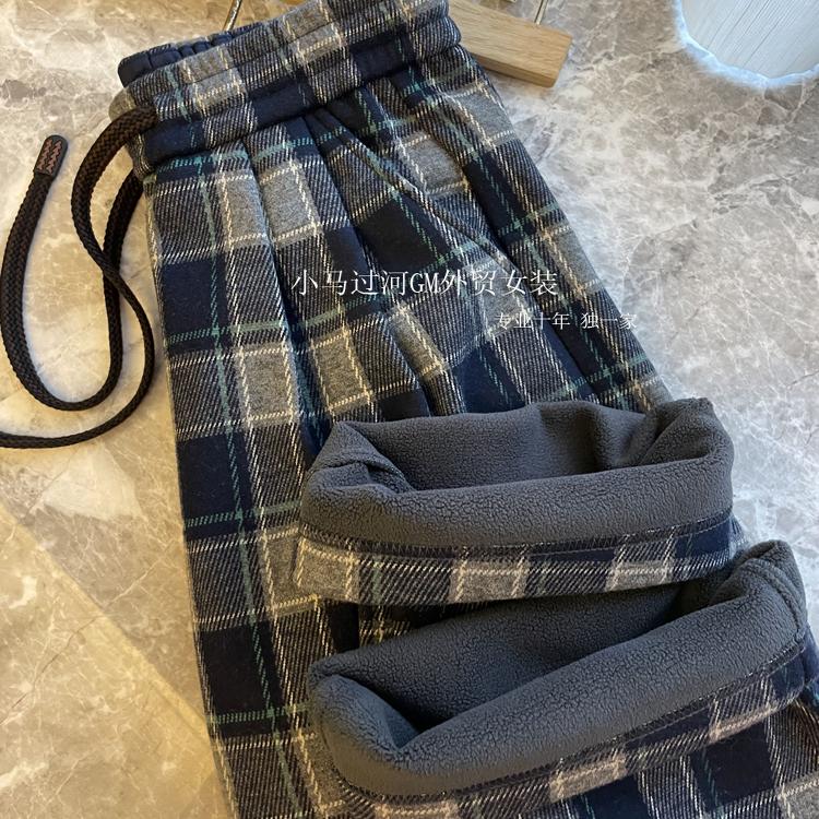 巨推荐！！765g厚绒，一条过冬~高腰时髦格子加绒阔腿休闲香蕉裤