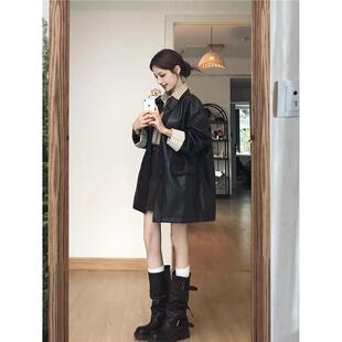 高级感黑色皮衣外套女2025新款 小个子 超火皮夹克酷飒风正流行美式