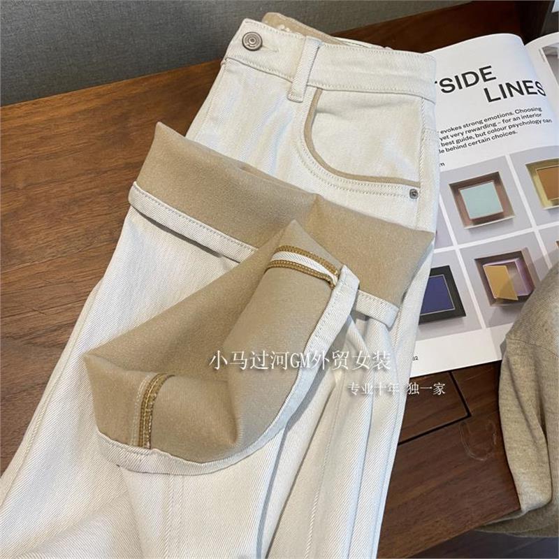 怒推！！！活动无压力~2025秋冬内里磨毛高腰直筒窄版显瘦牛仔裤