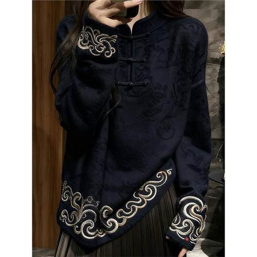 新中式女装国风毛衣气质高级感超好看宽松针织上衣女2025秋季新款