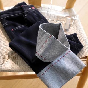 卷个边,时髦翻倍!磨绒加厚四面弹显瘦显腿直九分法棍牛仔裤女秋