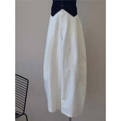 CHAO美强货闭眼入！慵懒设计感弧形宽松休闲镰刀裤白色阔腿香蕉裤