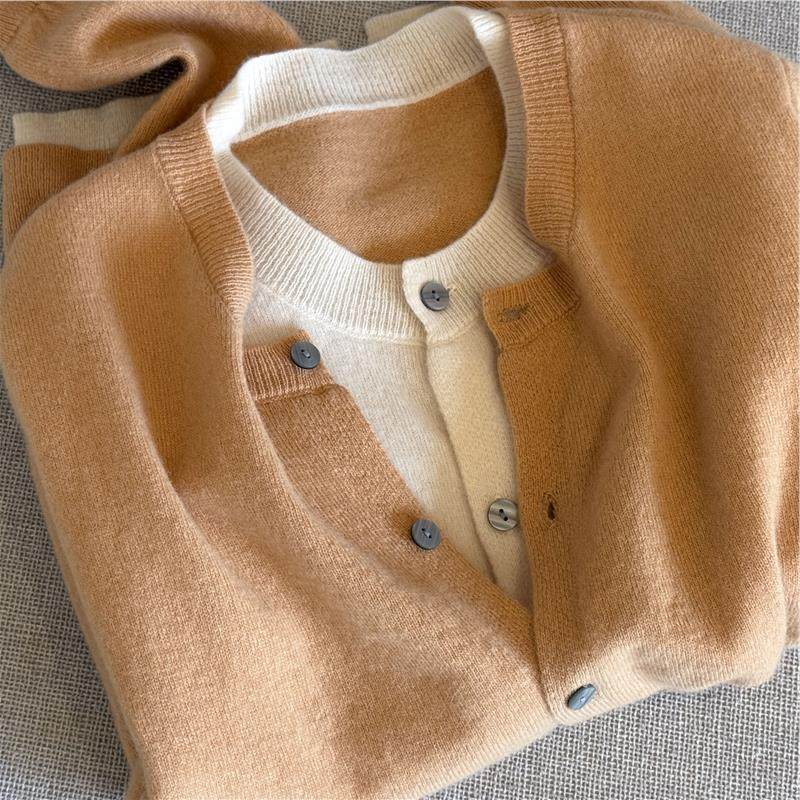 软糯气质假两件羊毛开衫女圆领宽松显瘦针织衫超显白秋冬毛衣外套,女装/女士精品,毛针织衫,淘宝优惠券,粉丝福利购,淘宝优惠卷