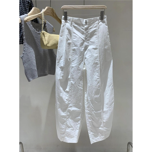 宽松修腿香蕉九分裤 牛X货 女夏季 巨炸裂 极简百搭白色纯棉休闲裤