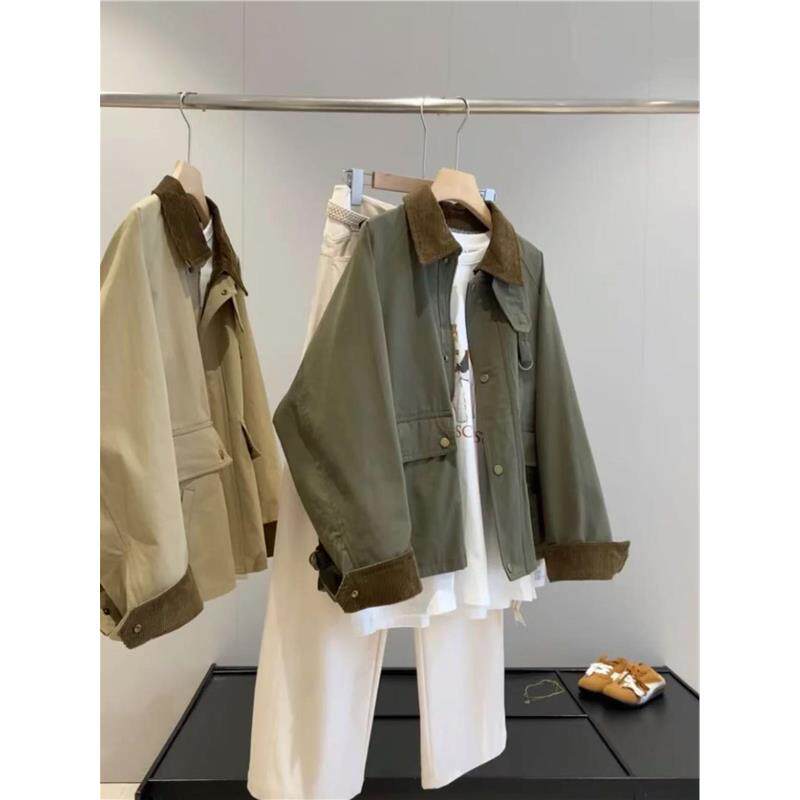 外贸工厂单！巴恩风短款风衣外套女新款小个子复古工装高级感上衣