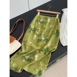 国风绿色半身裙长裙女 绝美今年流行漂亮超好看新中式 2026夏季 新款