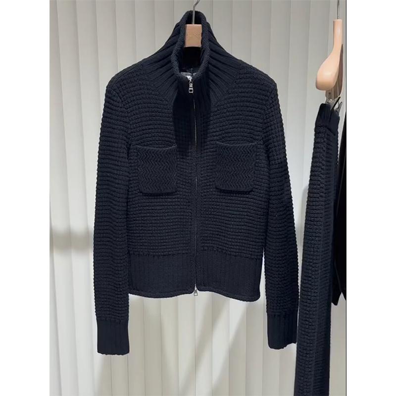 怒推！外贸单品质，韩版简约慵懒风翻领针织拉链软糯长袖毛衣开衫