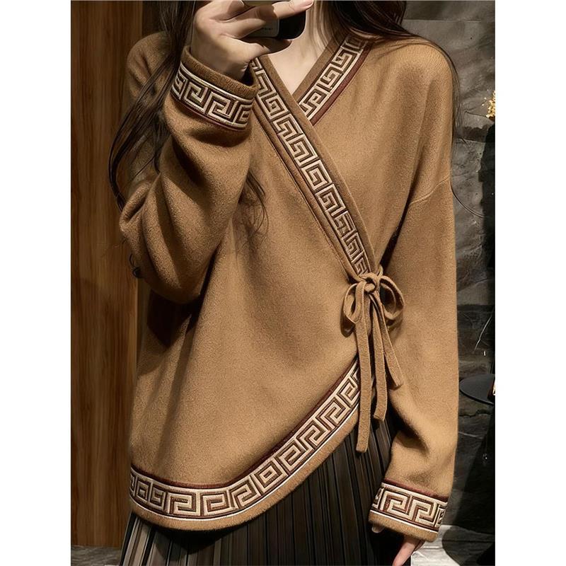 新中式禅意国风毛衣气质高级感超好看宽松针织上衣女2025秋季新款