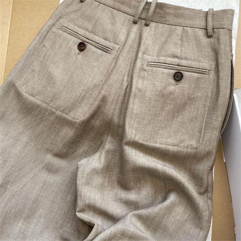 CHAO级推荐！老钱风卡其色直筒西装裤2025秋季高腰垂感百搭阔腿裤