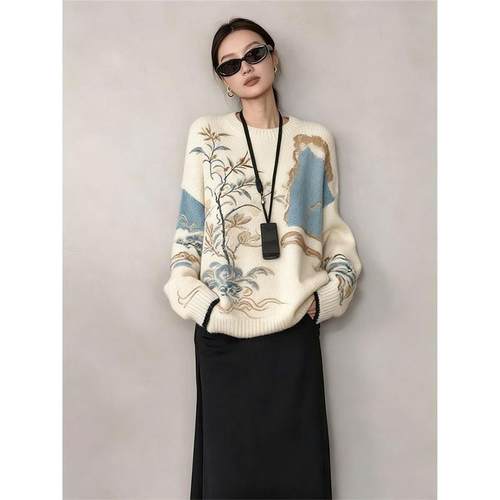 新中式女装国风毛衣气质高级感超好看针织内搭上衣女2025秋季新款