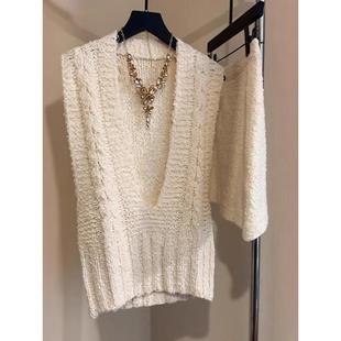 一线折扣捡漏百搭V领针织无袖背心马甲叠穿显瘦上衣女早秋