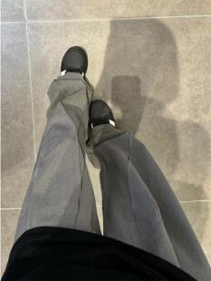 凉感休闲裤 灰色美式 子 垂感高级感速干运动卫裤 薄款 冰丝西裤 女夏季