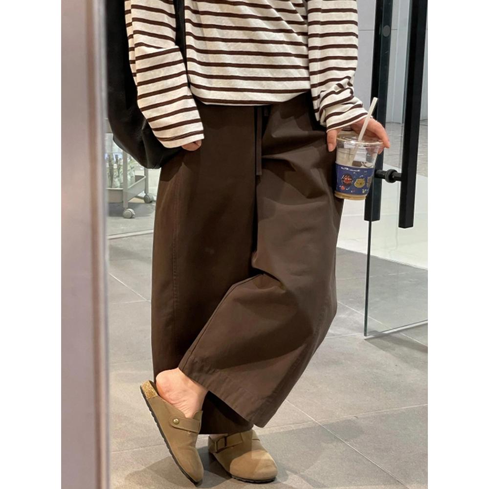 牛X货 巨炸裂！秋季高腰慵懒气球裤女美拉德色系弯刀阔腿休闲裤子