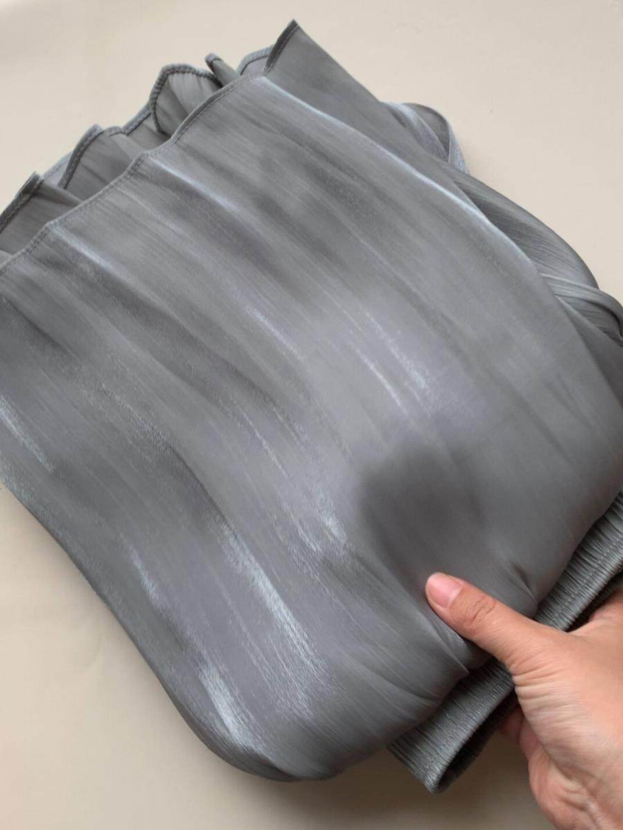 牛X货 巨炸裂！波光粼粼~柔软丝滑~灰色高级感丝绸珠光流纱半身裙