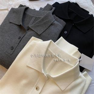 爆爱！！！百看不厌~R*W法式高品质气质polo领长袖针织衫上衣女秋