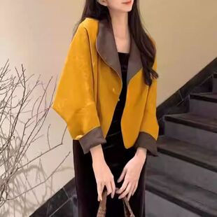 上衣 国风黄色外套短款 2026春秋老钱风新中式 女装