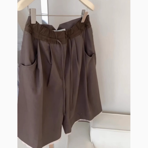 牛X货 巨炸裂！深咖色棉麻休闲短裤女夏季韩系超气质高腰百搭裤子