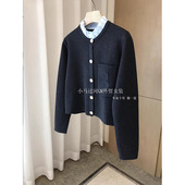 深圳高货 法国S家针织毛衣外套女可拆卸木耳边领四平羊毛刺绣开衫