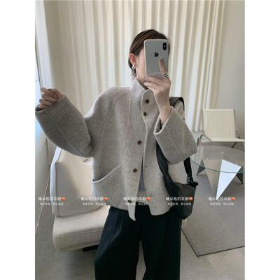 2025秋冬新款设计感立领双面羊毛大衣短款小个子高级感羊毛外套女