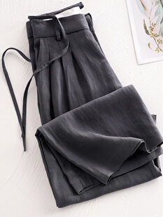 品牌专柜高端外贸女装 高腰直筒休闲长裤 透气亚麻阔腿裤 女 2024夏季