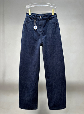 莞全不显胯~爆赞版型~秋季高端洋气高腰显瘦弯刀裤女藏蓝色牛仔裤