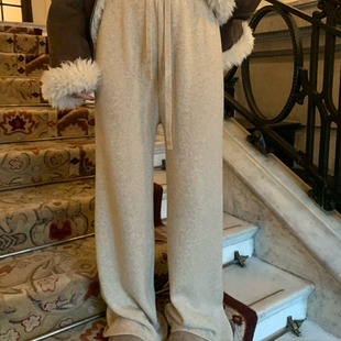 所有人闭眼入！果断收！秋冬加长直筒裤垂坠感羊绒针织休闲拖地裤