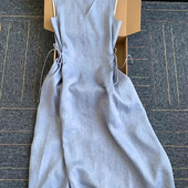 牛X货 今年流行气质背心裙 亚麻连衣裙2025新款 巨炸裂 蓝色无袖