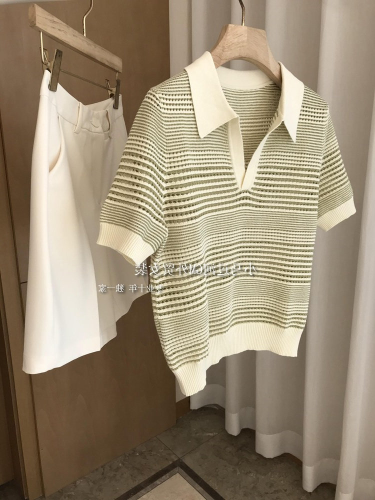 清新显白，品质推荐！！！法式超细有机棉镂空提花polo领针织衫女,女装/女士精品,时尚防晒服,淘宝优惠券,粉丝福利购,淘宝优惠卷