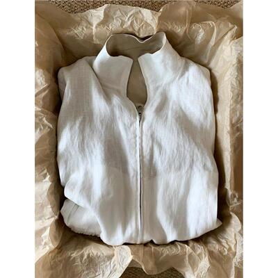 CHAO级推荐！极简风白色随性亚麻短外套女秋季双面穿舒适夹克上衣