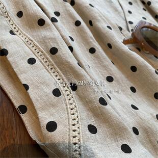 连衣裙女夏 复古波点V领亚麻收腰无袖 大厂水准 摩登而又浪漫