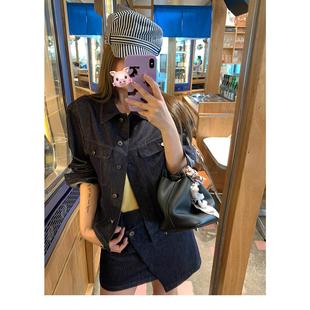 牛X货 巨炸裂!今年流行曼哈顿丹宁 深色牛仔上衣半身裙裤套装女