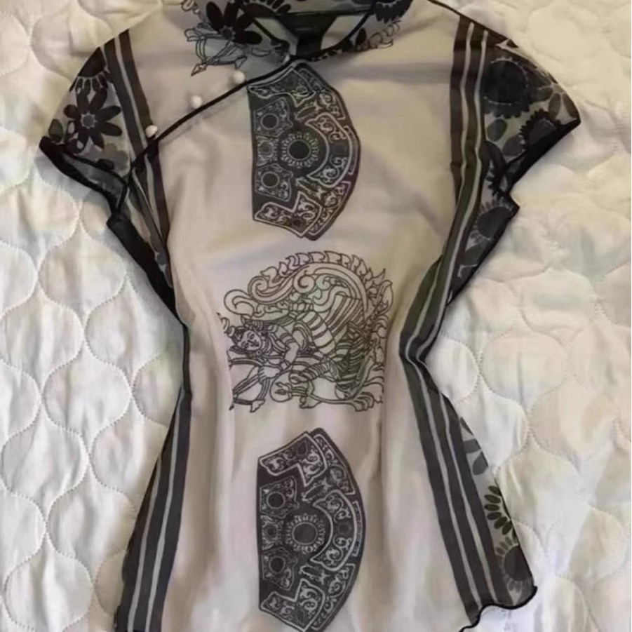 怒推！可以闭眼盲入！新中式国风气质收腰显瘦改良旗袍印花上衣女