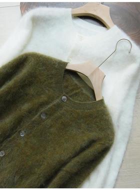 本期TOP.1推荐！山羊绒浓密250g拉绒拉毛开衫针织羊绒衫毛衣女