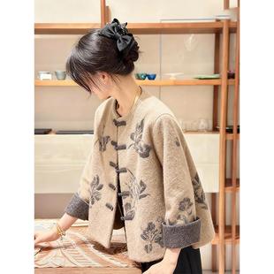 新中式风刺绣花卉外套女2025年秋冬季新款盘扣复古圆领上衣爆款