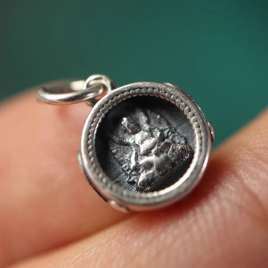 不掉色古银藏式文玩黄财神挂件 DIY编织手链项链复古吊坠配件饰品