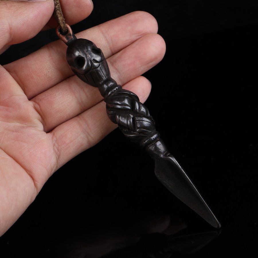 手工制作天铁托甲尸陀林主金刚橛黑漆古工艺金刚杵