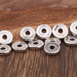 S925纯银小隔片文玩星月凤眼菩提百香籽手串纯银藏式老型直切隔片