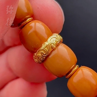 古法镀24K黄金色唐草纹隔片垫片卡环文玩手串108佛珠猴头星月配饰