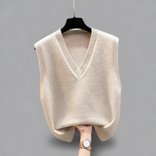 【福利清仓】马甲背心针织衫女春秋新款坎肩毛衣宽松衬衫叠穿马夹