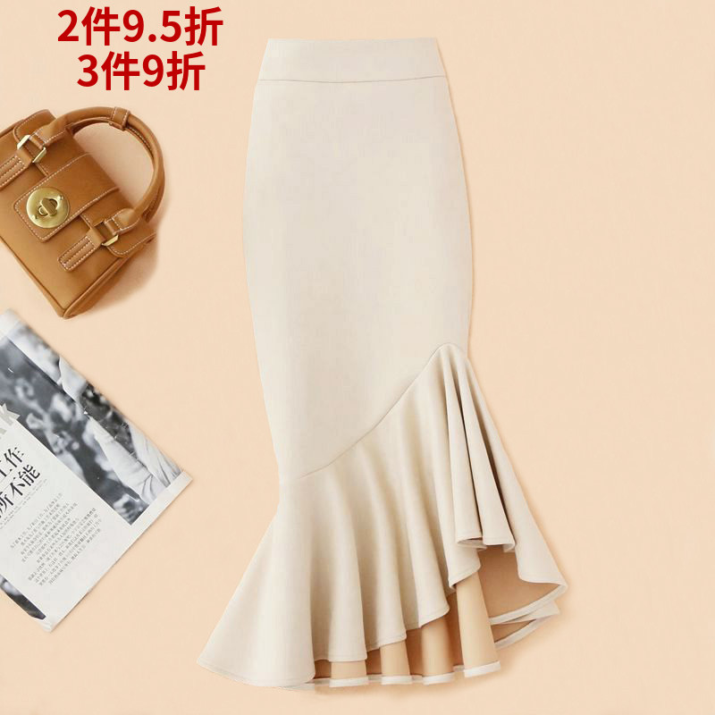 不规则棕色半身裙女冬裙中长加厚鹿皮绒鱼尾长裙高腰秋冬包臀裙子