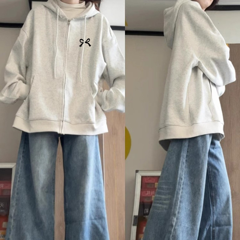高级感宽松卫衣女生超火流行时髦chic小个子连帽拉链开衫外套秋冬