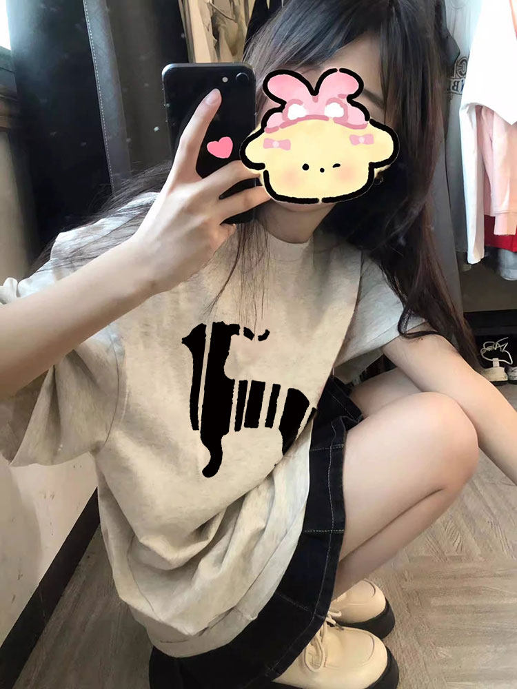纯棉宽松短袖t恤女生夏季小个子图片