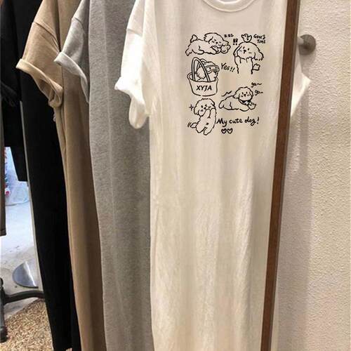 潮牌棉宽松中长款连衣裙女夏季