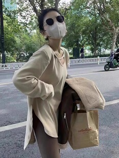 中长款加绒打底衫女秋冬高级感内搭德绒长袖t恤加厚上衣2026新款