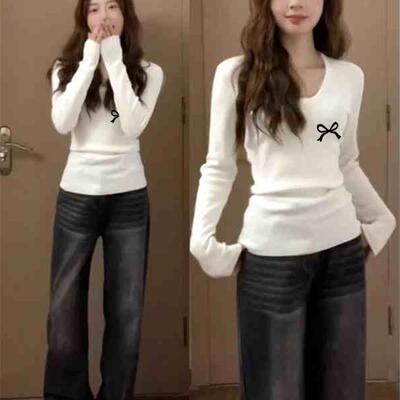 甜辣妹棉修身短款t恤女款秋冬