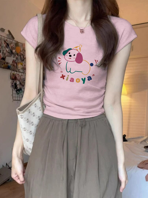 短款修身短袖女生夏季小个子