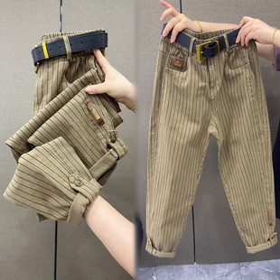 裤 2025秋季 百搭束脚休闲工装 女高腰显瘦宽松九分老爹裤 哈伦牛仔裤