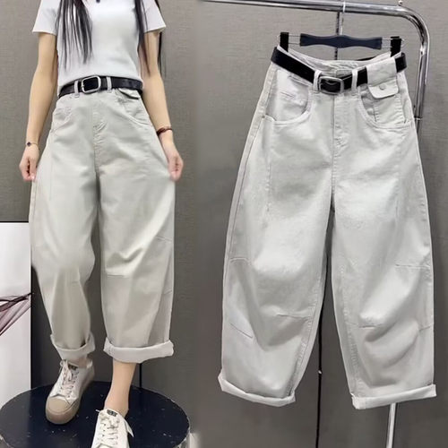 显瘦女牛仔阔腿显瘦九分老爹裤女