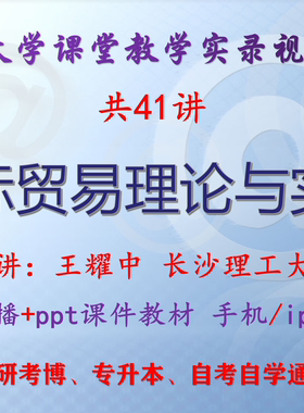 王耀中《国际贸易理论与实务》长沙理工大学视频+课件ppt考研考博