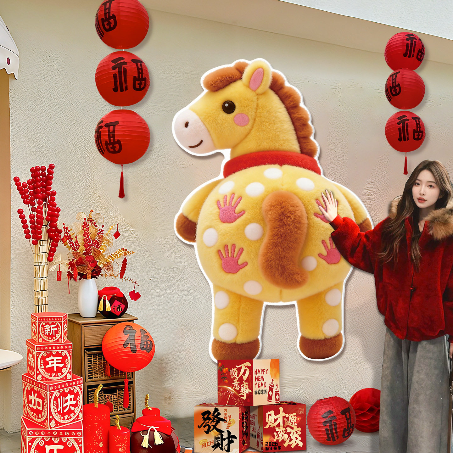 拍马屁新年装饰品kt板打卡墙贴2026马年春节过年氛围创意拍照道具,节庆用品/礼品,节日装扮用品,淘宝优惠券,粉丝福利购,淘宝优惠卷